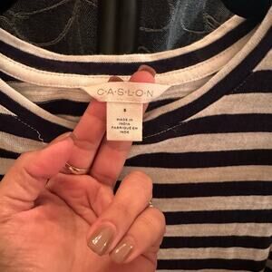 Caslon Navy and White Striped Top